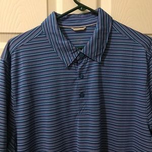 Blue striped golf shirt